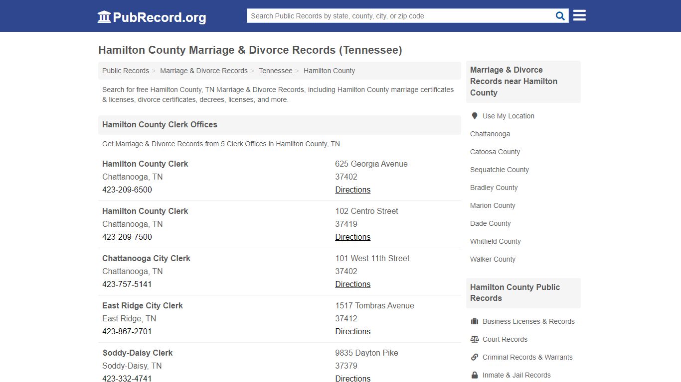 Hamilton County Marriage & Divorce Records (Tennessee)